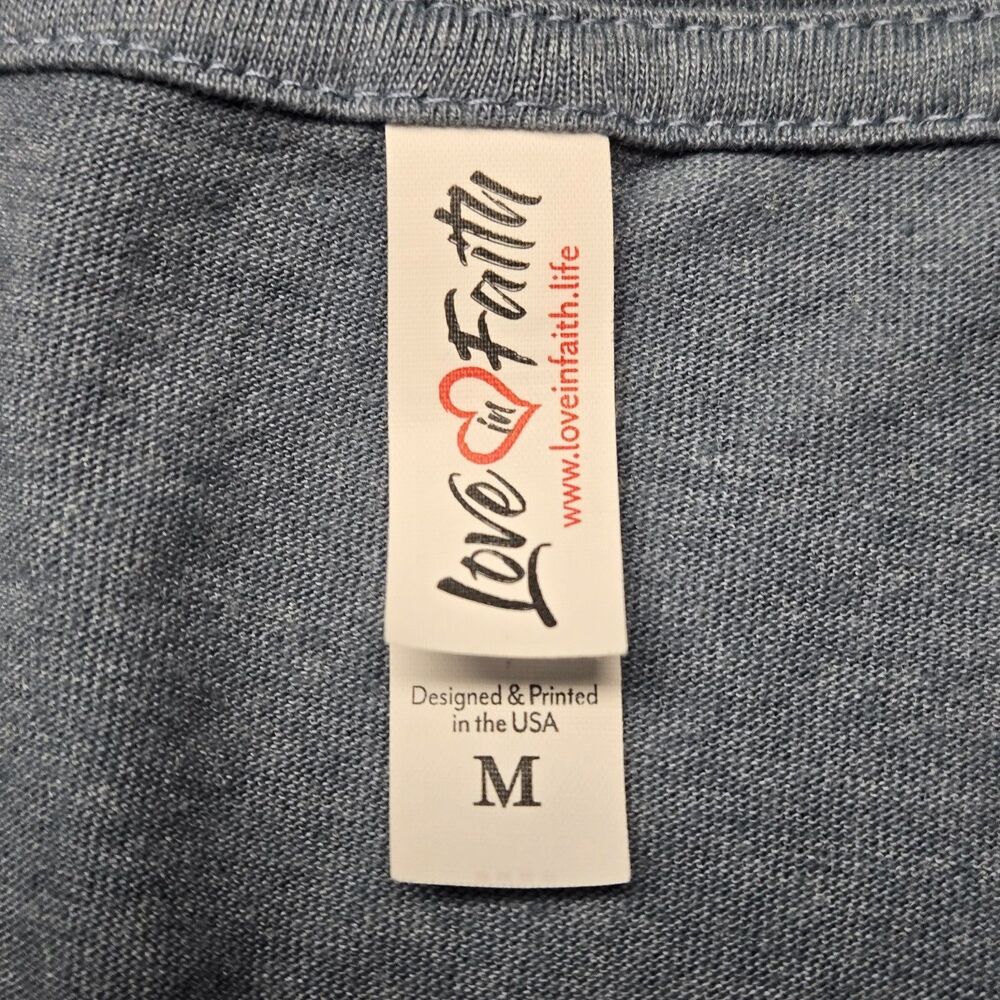 Love In Faith Women’s T‑Shirt M Blue Western Leave Judging to Jesus Christian - Picture 7 of 13